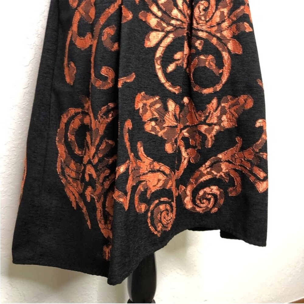 Yoana Baraschi black orange/copper metallic floral lace fit & flare dress size 2 - Picture 14 of 16